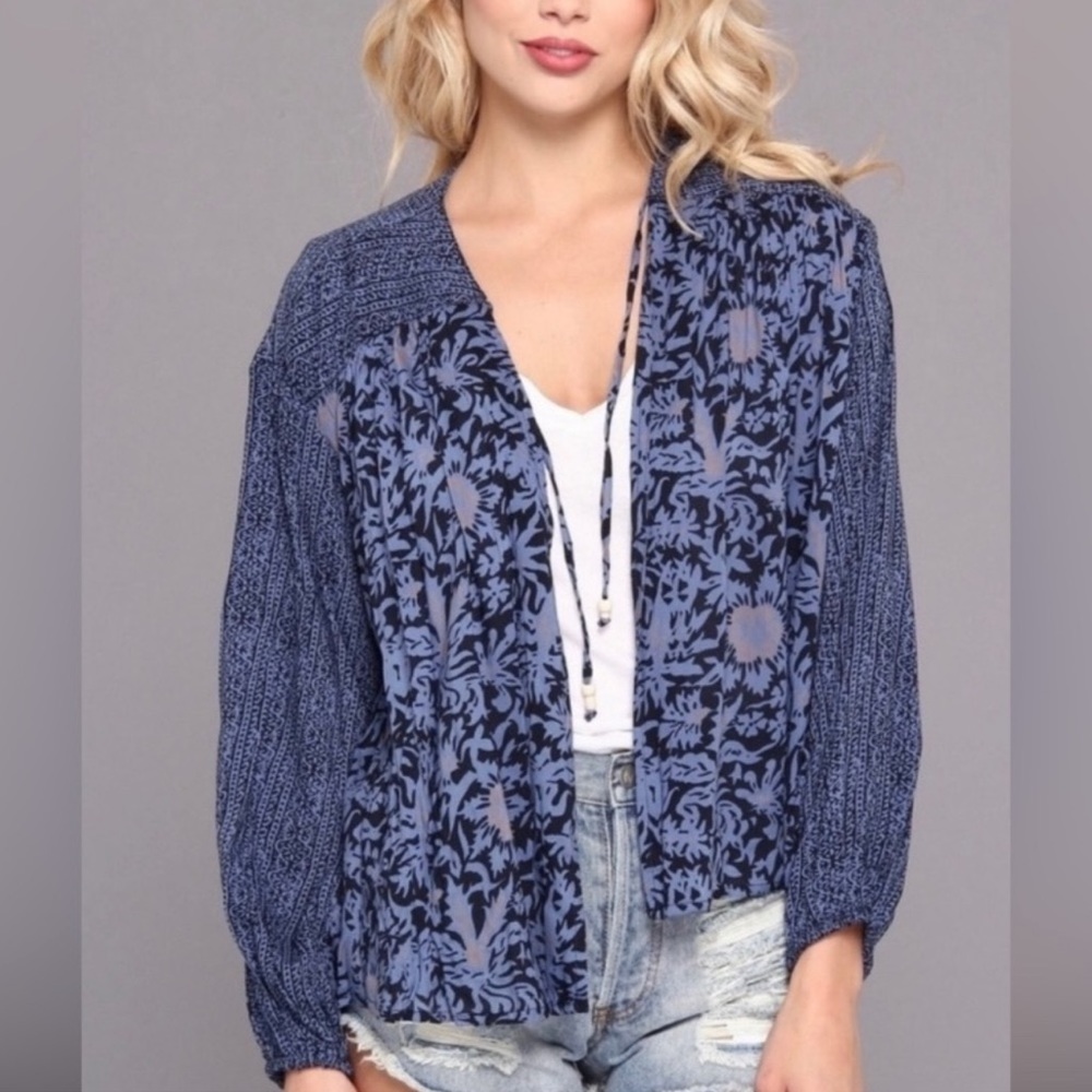 Free People Sheila’s Jakarta INDIGO Balloon Sleeve Jacket Size S